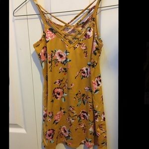 Yellow Flower Print Tank Top
